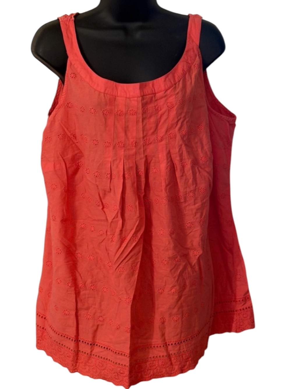 AVENUE Sleeveless Lace & Embroidered Coral Top. Size 14/16. P2/A2122